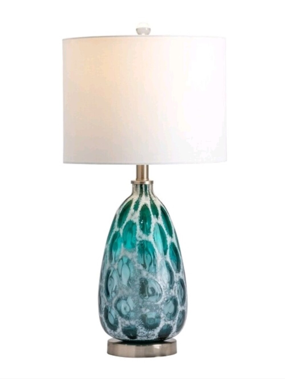 Two (2) 26"H Teal Glass Table Lamps